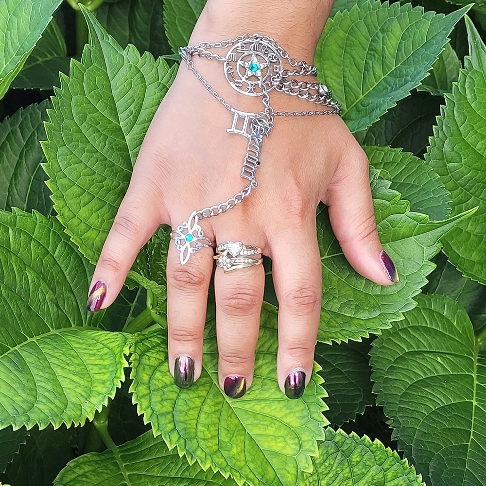 Slave harness stainless steel bracelet, chains, jewelry, gift, rhinestones, zirc